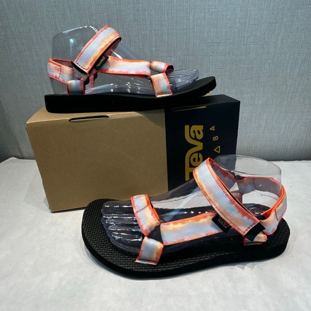 Teva Womens Original Universal Sandals Sz 7 Tie-Dye Orange Adjustable Straps Rub